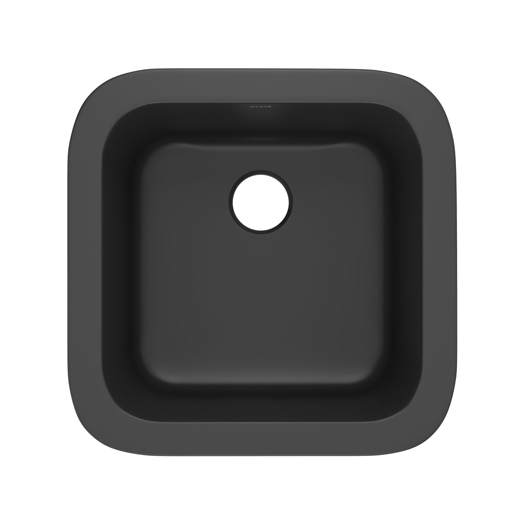 Rohl Allia Tarja Sencilla de Fireclay para Bar y Preparación 18" - Negro Satinado