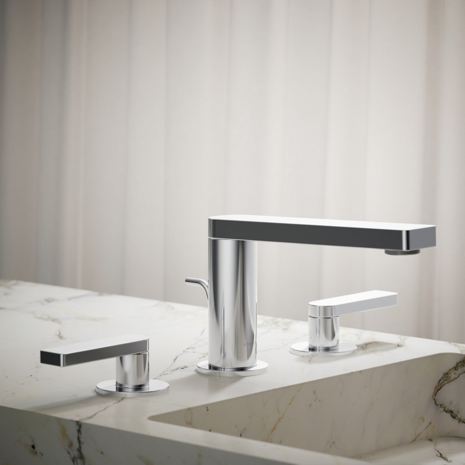 Kohler Composed — Llave de Lavabo Widespread (3 Orificios) con Manijas de Palanca — Ambientación 1