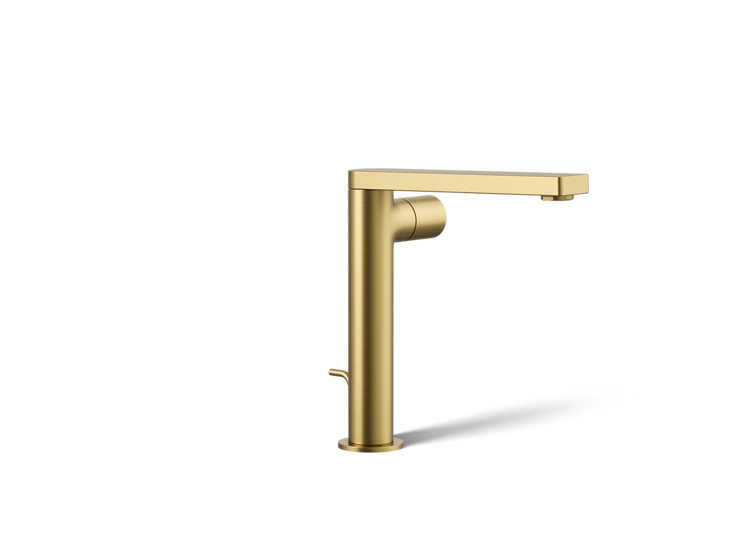 Kohler Composed — Llave de Lavabo Monomando Alta con Manija Cilíndrica — Latón Moderno Cepillado Vibrant