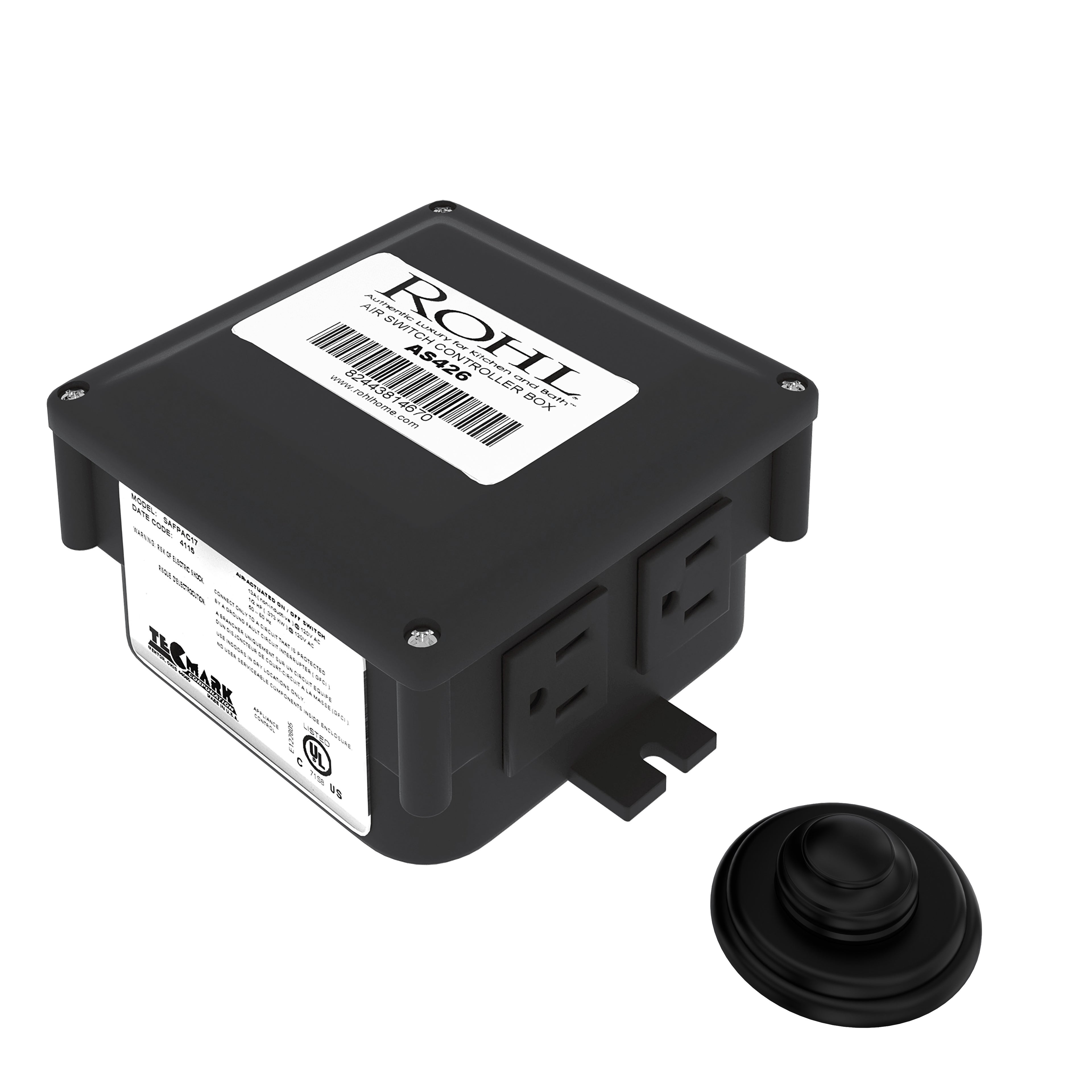 Rohl Caja de Control para Triturador con Botón Neumático - Clásico - Negro Mate