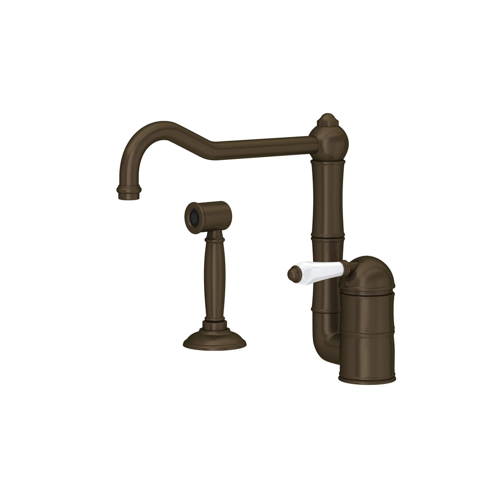 Rohl Acqui Mezcladora de Cocina con Aspersor Lateral - Latón Toscano