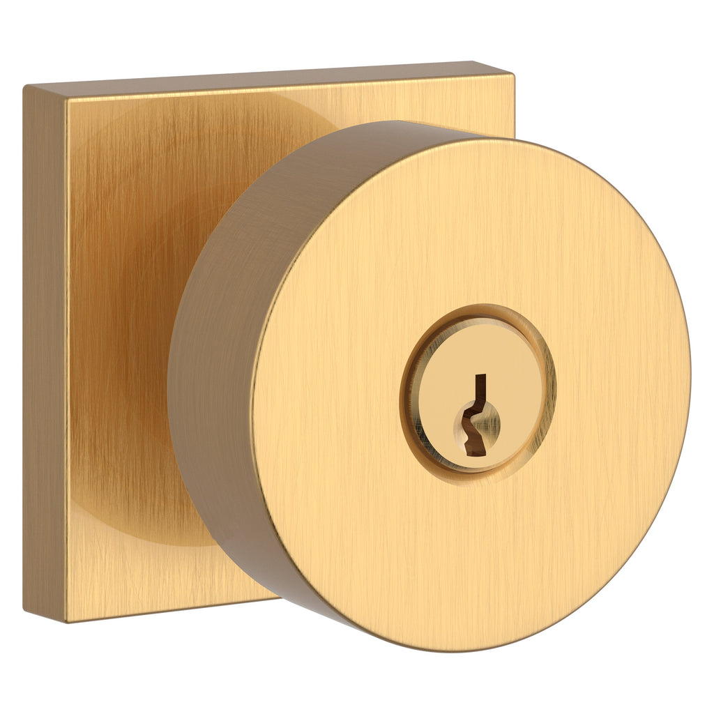 Baldwin Hardware Reserve Perilla con Llave Contemporary — Latón satinado Lifetime — Contemporary Square