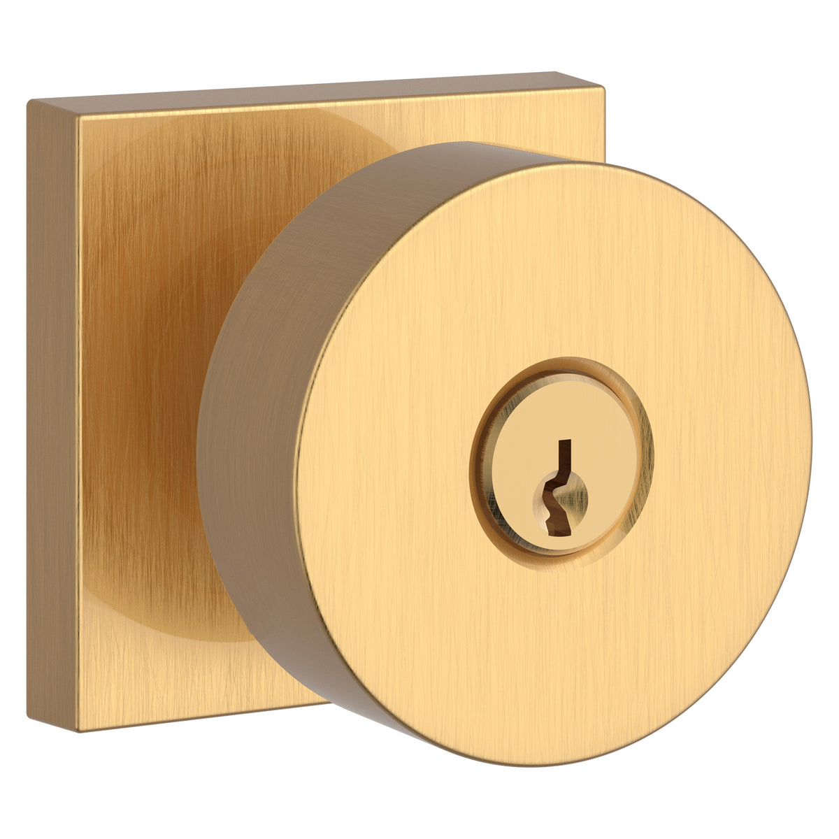 Baldwin Hardware Reserve Perilla con Llave Contemporary — Latón satinado Lifetime — Contemporary Square