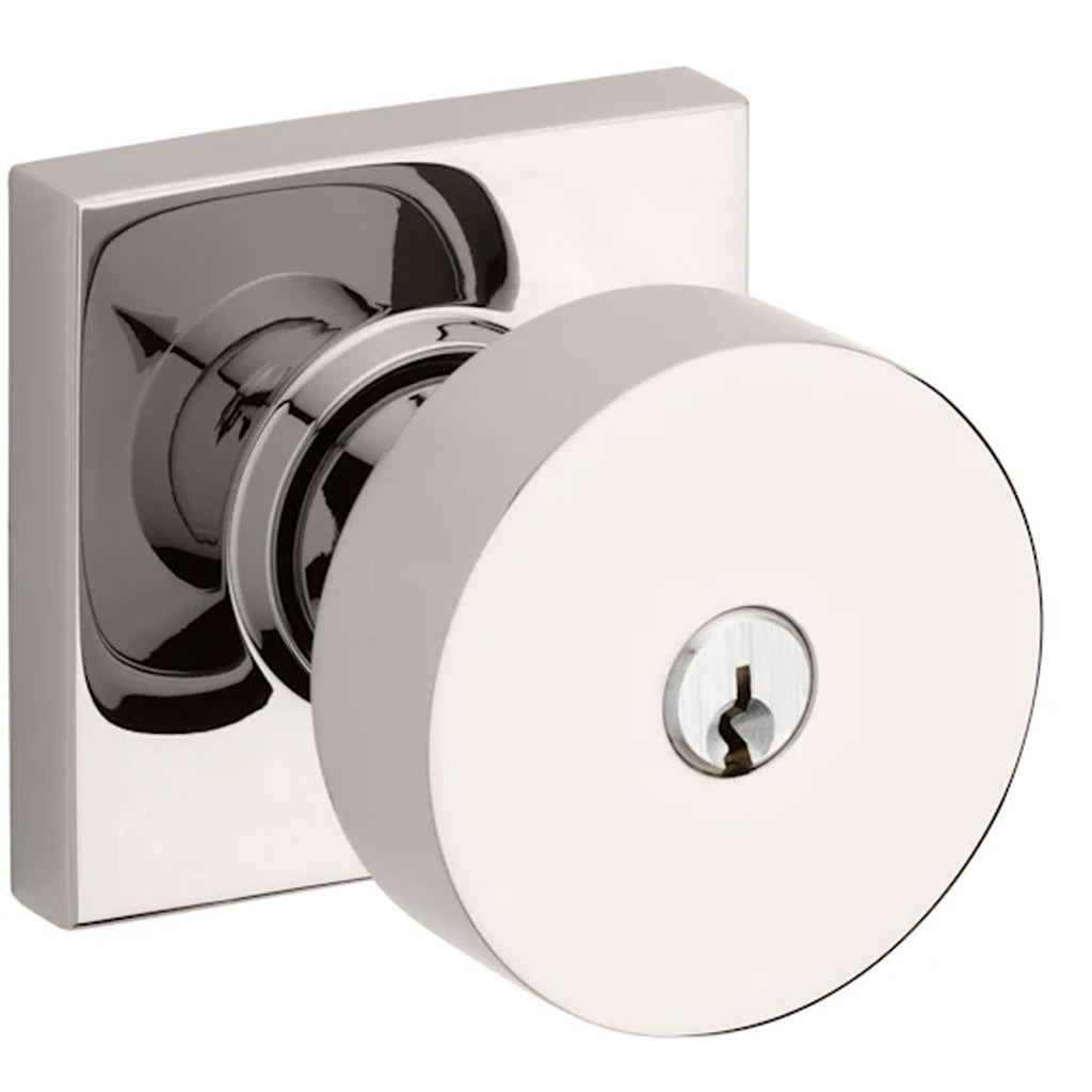 Baldwin Hardware Reserve Perilla con Llave Contemporary — Níquel pulido Lifetime — Contemporary Square