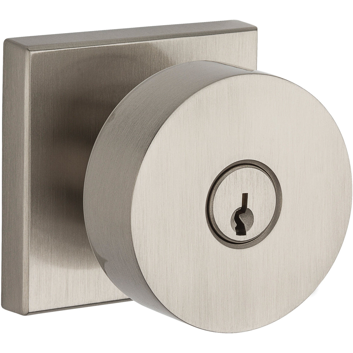 Baldwin Hardware Reserve Perilla con Llave Contemporary — Níquel satinado — Contemporary Square