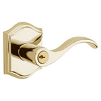 Baldwin Hardware Reserve Manija con Llave Curve — Latón pulido Lifetime (PVD) — Traditional Arch — Entrada Derecha