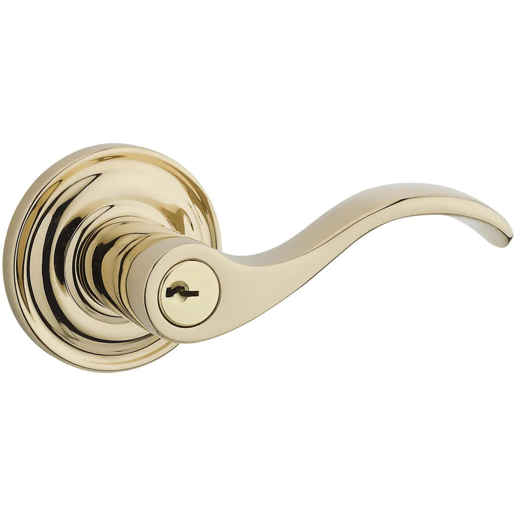 Baldwin Hardware Reserve Manija con Llave Curve — Latón pulido Lifetime (PVD) — Traditional Round — Entrada Derecha