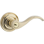 Baldwin Hardware Reserve Manija con Llave Curve — Latón pulido Lifetime (PVD) — Traditional Round — Entrada Derecha