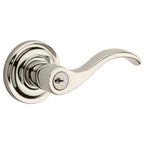 Baldwin Hardware Reserve Manija con Llave Curve — Níquel pulido Lifetime — Traditional Round — Entrada Derecha