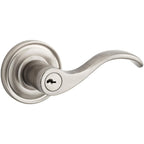 Baldwin Hardware Reserve Manija con Llave Curve — Níquel satinado — Traditional Round — Entrada Derecha