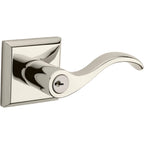 Baldwin Hardware Reserve Manija con Llave Curve — Níquel pulido Lifetime — Traditional Square — Entrada Derecha