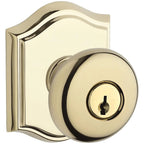 Baldwin Hardware Reserve Perilla con Llave Round — Latón pulido Lifetime (PVD) — Traditional Arch