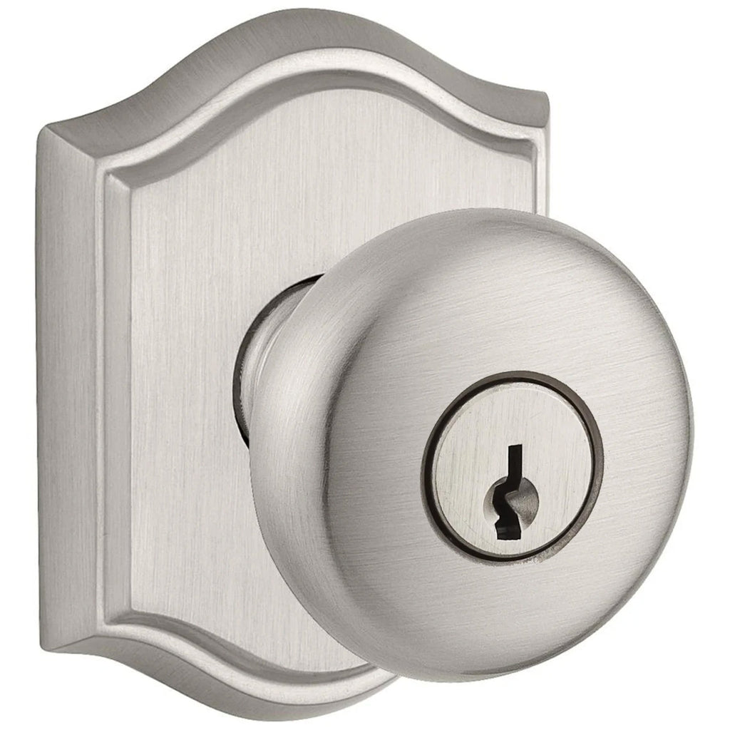 Baldwin Hardware Reserve Perilla con Llave Round — Níquel satinado — Traditional Arch
