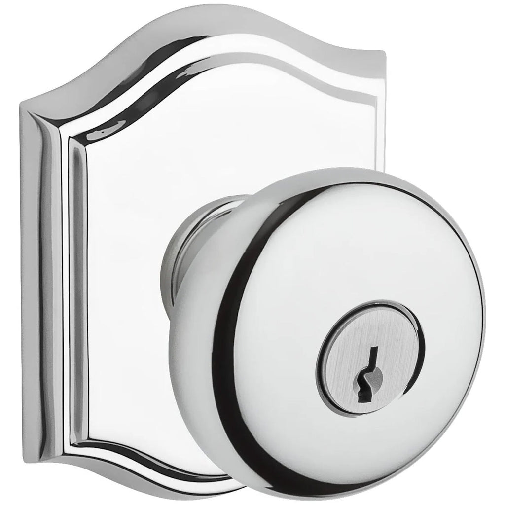 Baldwin Hardware Reserve Perilla con Llave Round — Cromo pulido — Traditional Arch