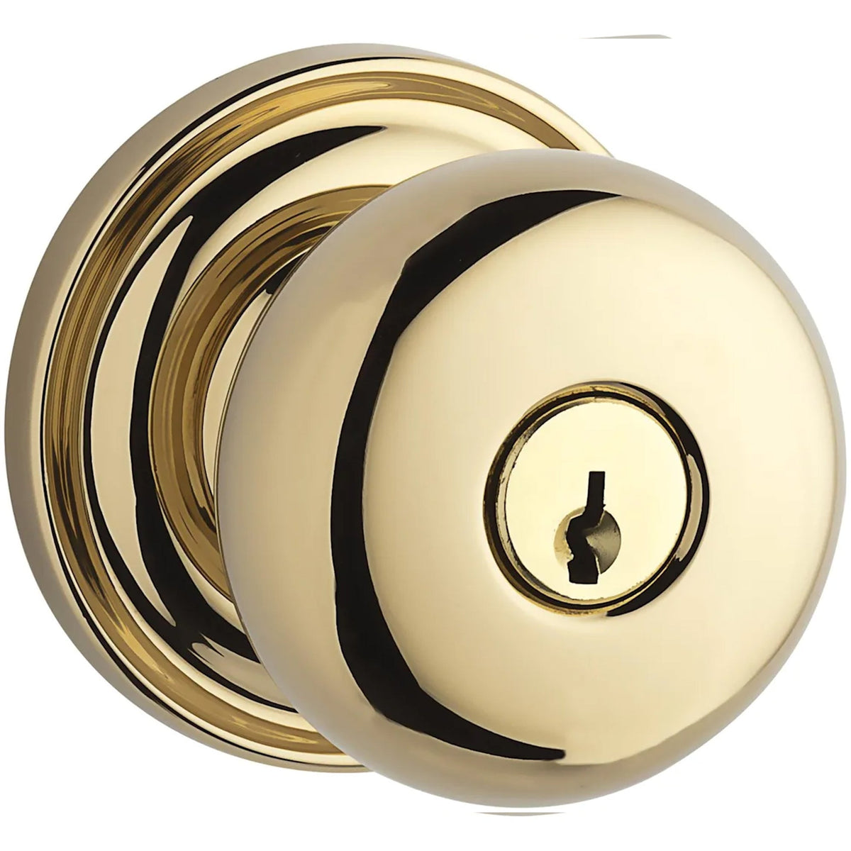Baldwin Hardware Reserve Perilla con Llave Round — Latón pulido Lifetime (PVD) — Traditional Round