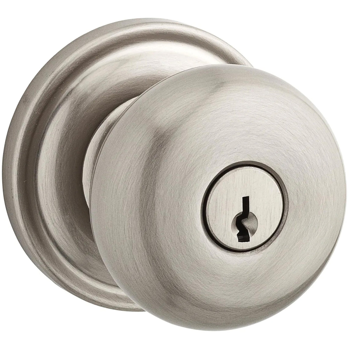 Baldwin Hardware Reserve Perilla con Llave Round — Níquel satinado — Traditional Round