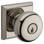 Baldwin Hardware Reserve Perilla con Llave Round — Níquel pulido Lifetime — Traditional Square