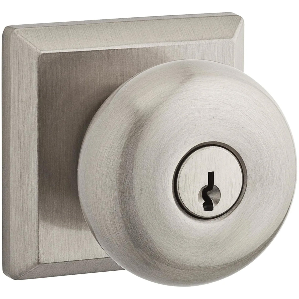 Baldwin Hardware Reserve Perilla con Llave Round — Níquel satinado — Traditional Square