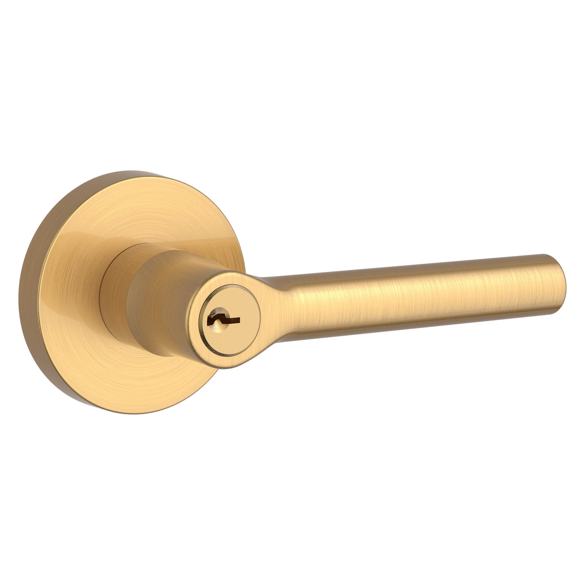 Baldwin Hardware Reserve Manija con Llave Tube — Latón satinado Lifetime — Contemporary Round