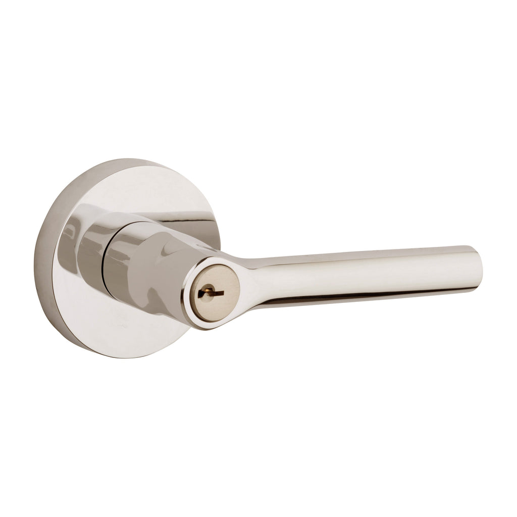 Baldwin Hardware Reserve Manija con Llave Tube — Níquel pulido Lifetime — Contemporary Round