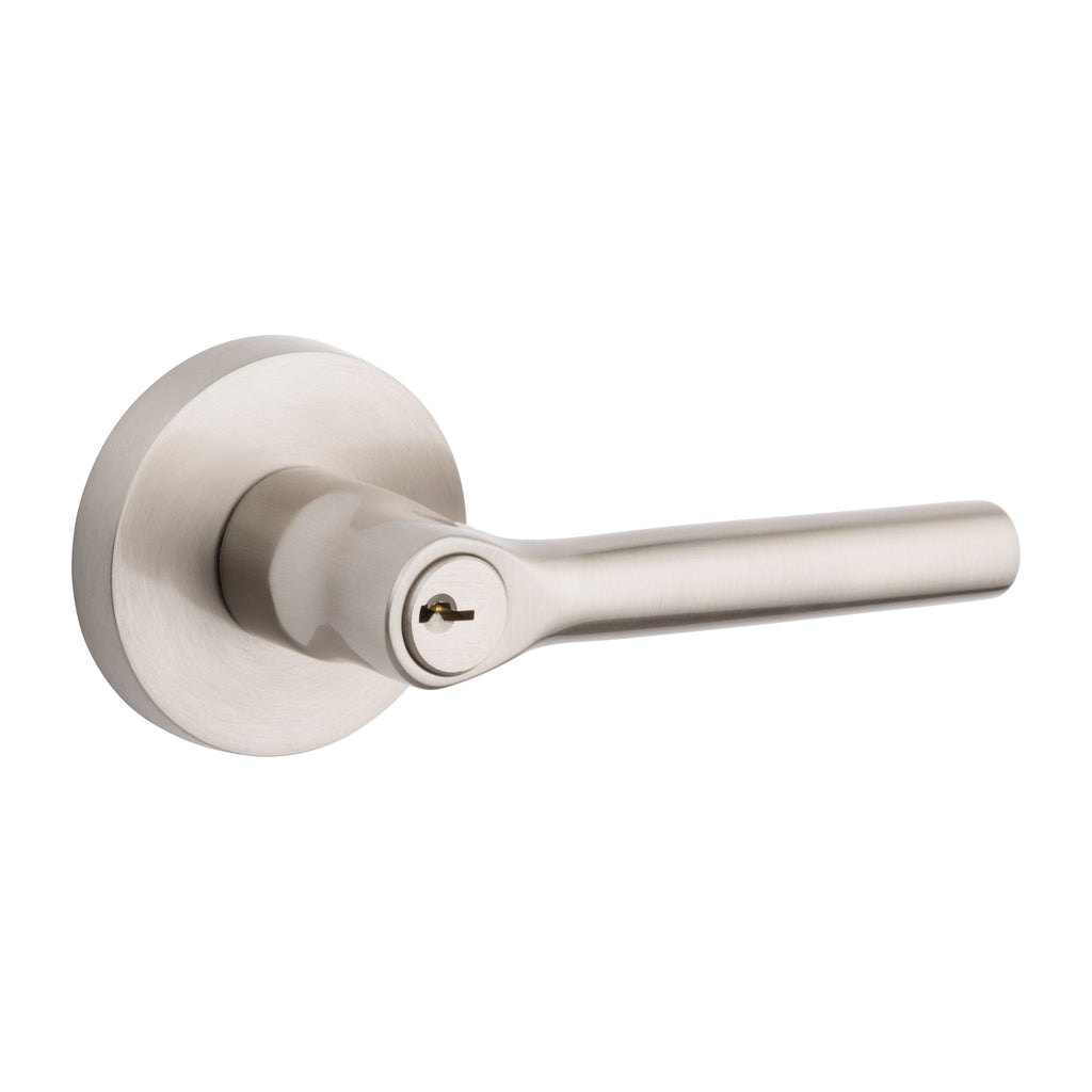 Baldwin Hardware Reserve Manija con Llave Tube — Níquel satinado — Contemporary Round