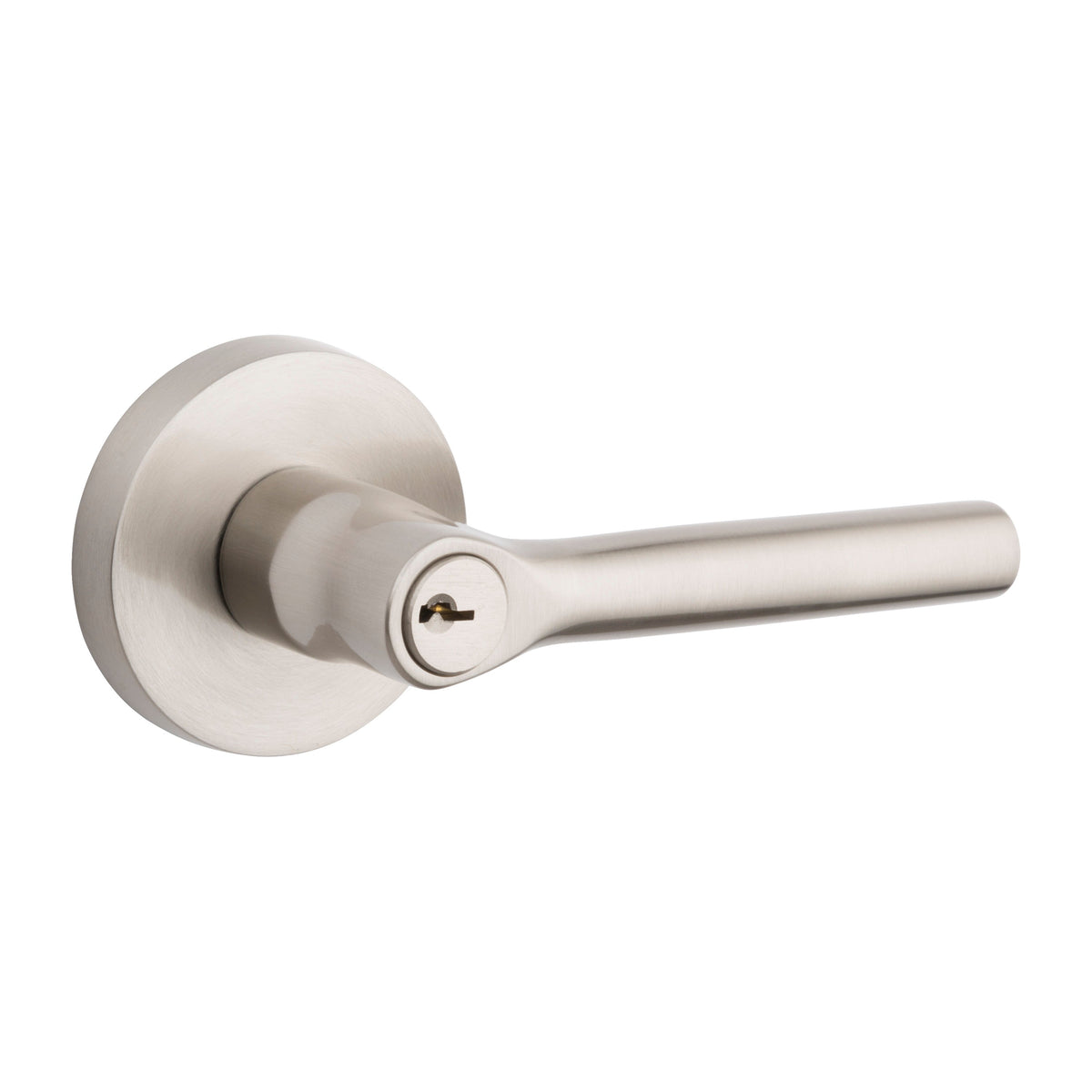Baldwin Hardware Reserve Manija con Llave Tube — Níquel satinado — Contemporary Round