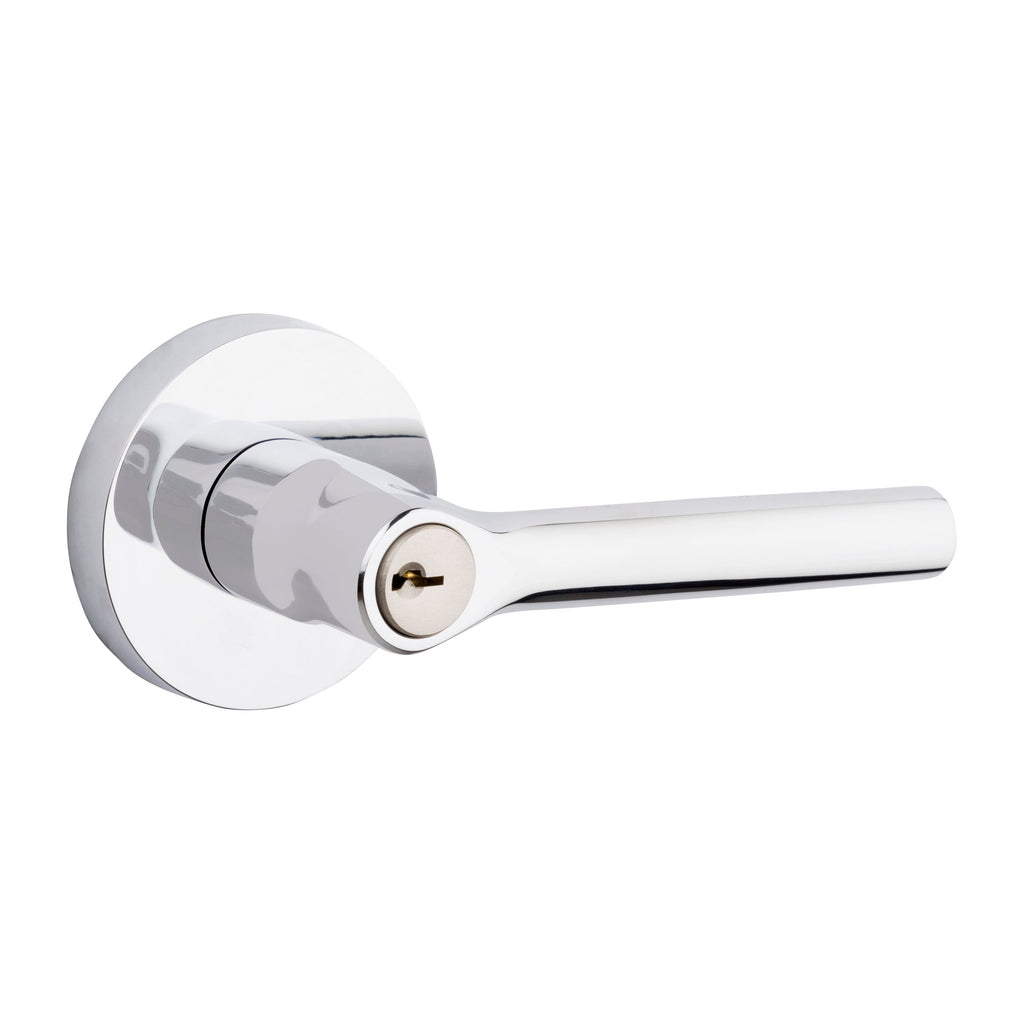 Baldwin Hardware Reserve Manija con Llave Tube — Cromo pulido — Contemporary Round