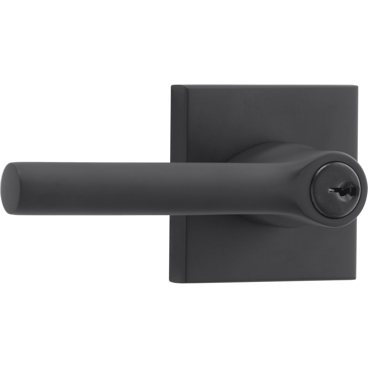 Baldwin Hardware Reserve Manija con Llave Tube — Negro satinado — Contemporary Square
