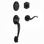 Baldwin Hardware Reserve Juego de Entrada Columbus x Manija Curve — Negro satinado — Traditional Round