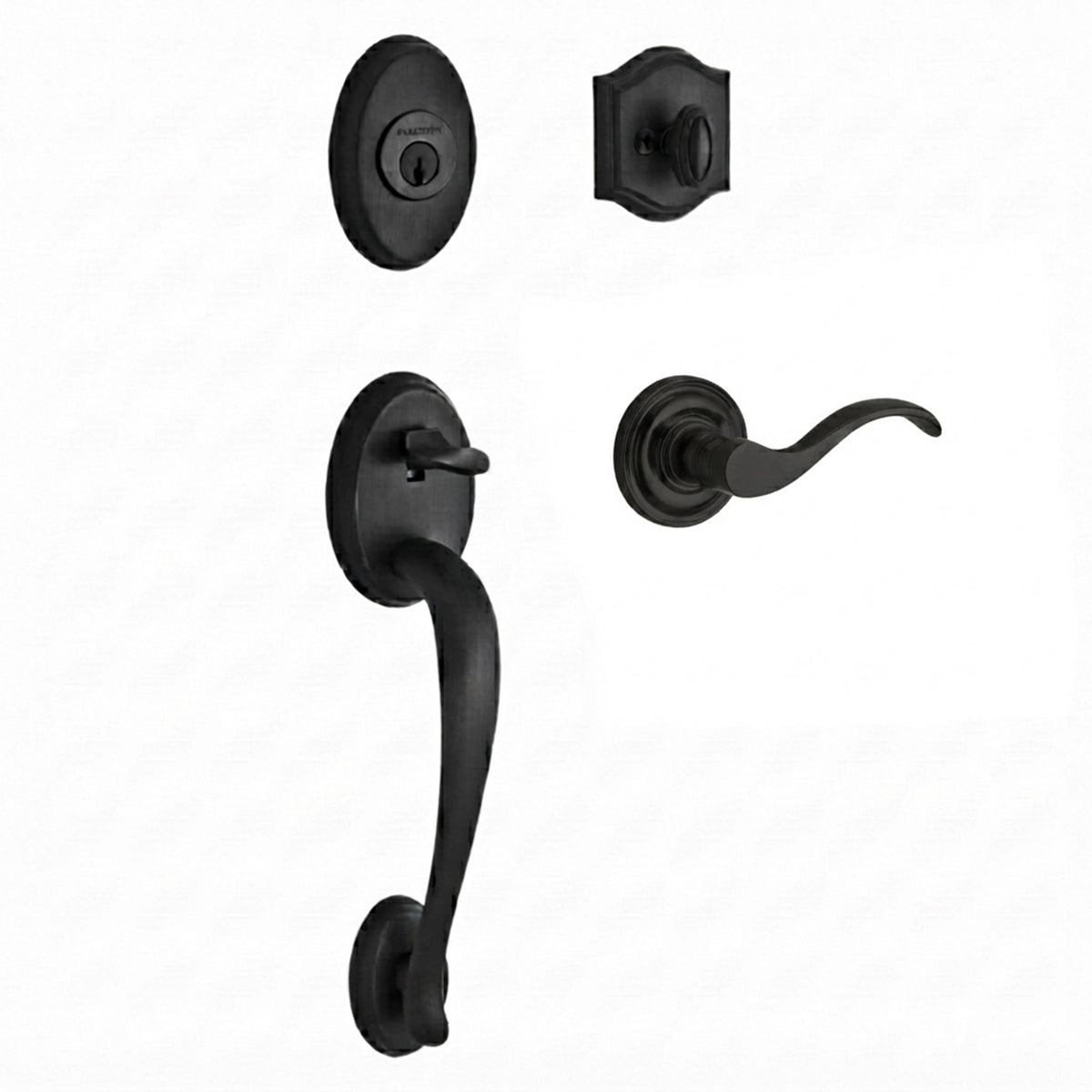 Baldwin Hardware Reserve Juego de Entrada Columbus x Manija Curve — Negro satinado — Traditional Round