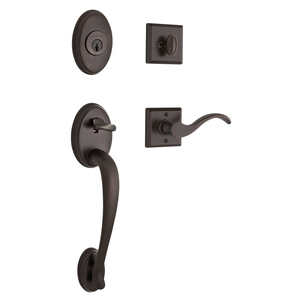 Baldwin Hardware Reserve Juego de Entrada Columbus x Manija Curve — Bronce veneciano — Traditional Square