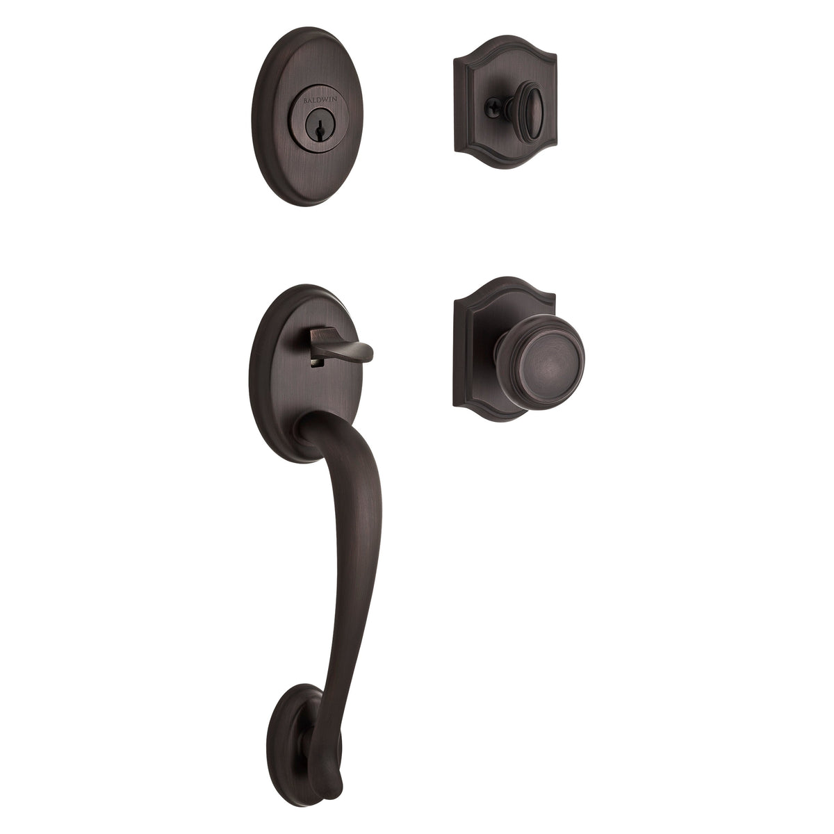 Baldwin Hardware Reserve Juego de Entrada Columbus x Perilla Traditional — Bronce veneciano — Traditional Arch