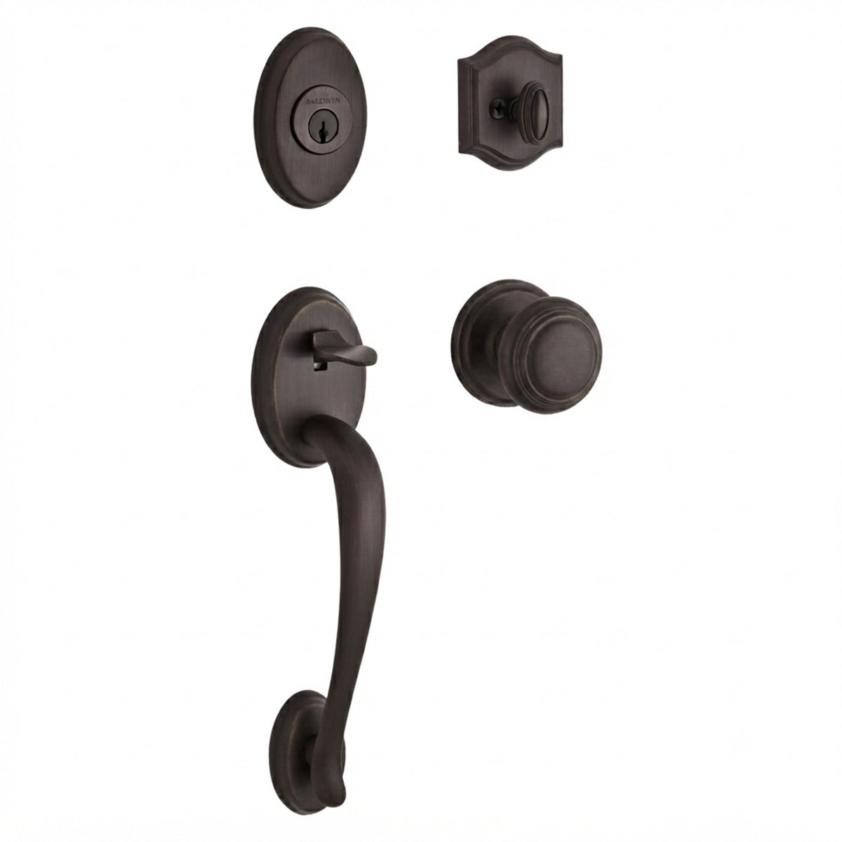 Baldwin Hardware Reserve Juego de Entrada Columbus x Perilla Traditional — Bronce veneciano — Traditional Round