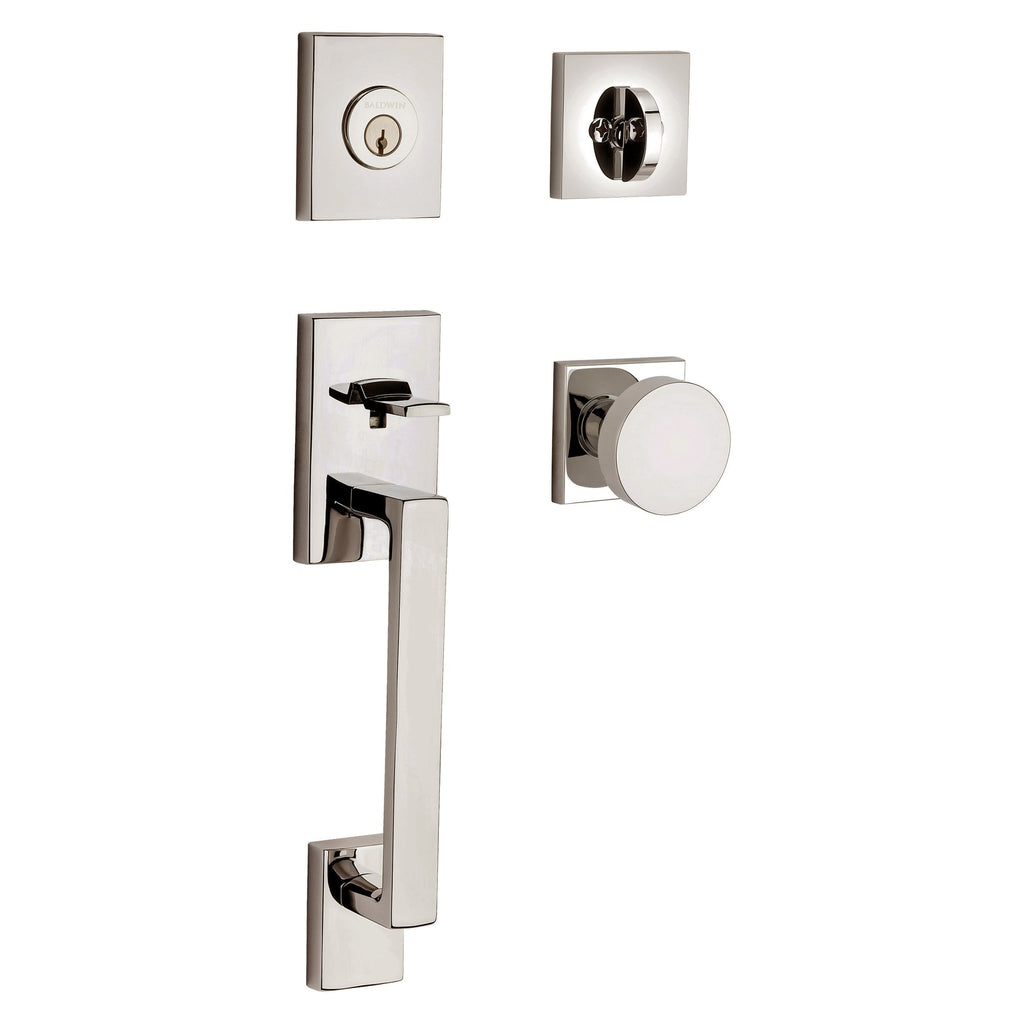 Baldwin Hardware Reserve Juego de Entrada La Jolla x Perilla Contemporary — Níquel pulido Lifetime — Contemporary Square