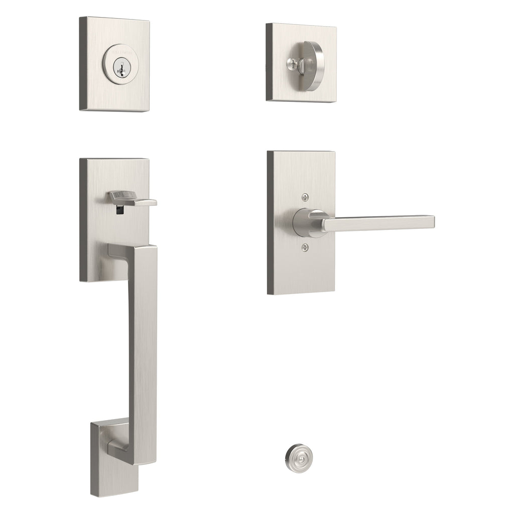 Baldwin Hardware Reserve Juego de Entrada La Jolla x Manija Square — Níquel satinado — Contemporary 5