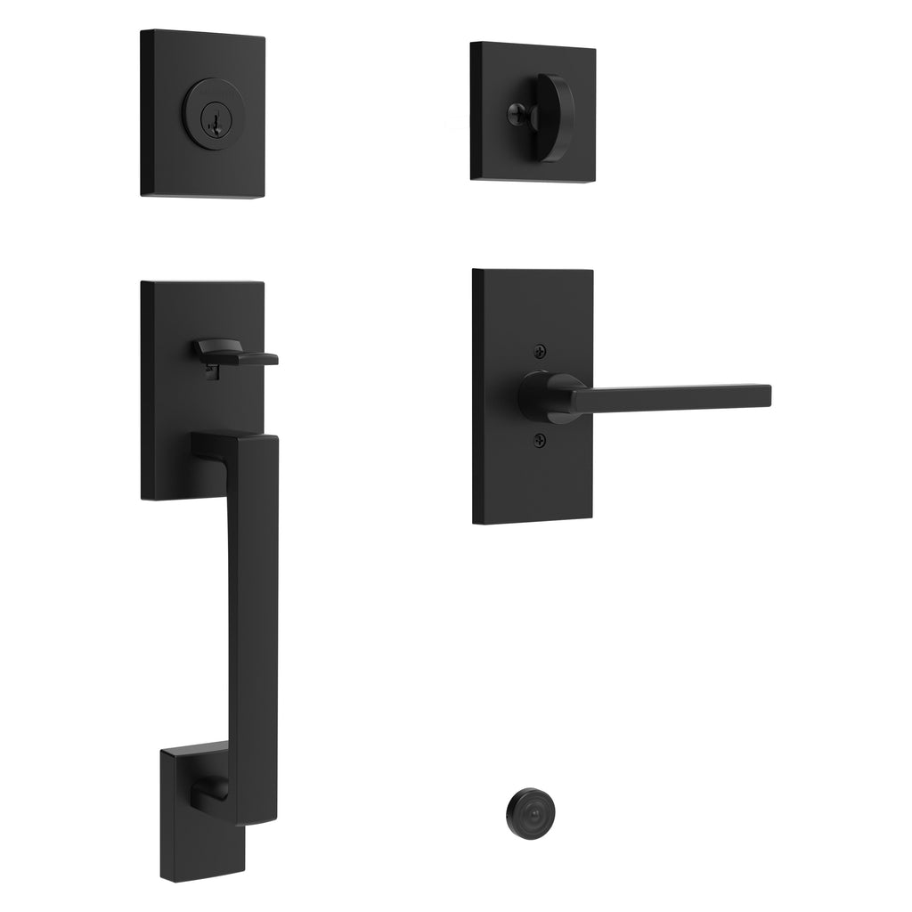 Baldwin Hardware Reserve Juego de Entrada La Jolla x Manija Square — Negro satinado — Contemporary 5