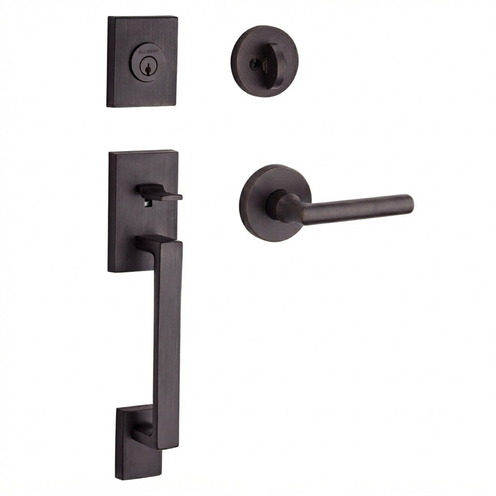 Baldwin Hardware Reserve Juego de Entrada La Jolla x Manija Square — Bronce veneciano — Contemporary Round