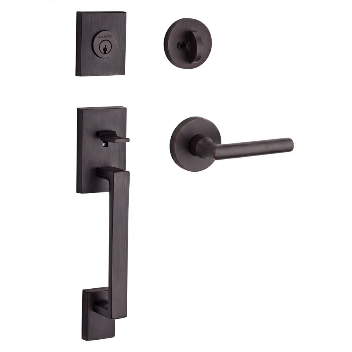Baldwin Hardware Reserve Juego de Entrada La Jolla x Manija Square — Bronce veneciano — Contemporary Round