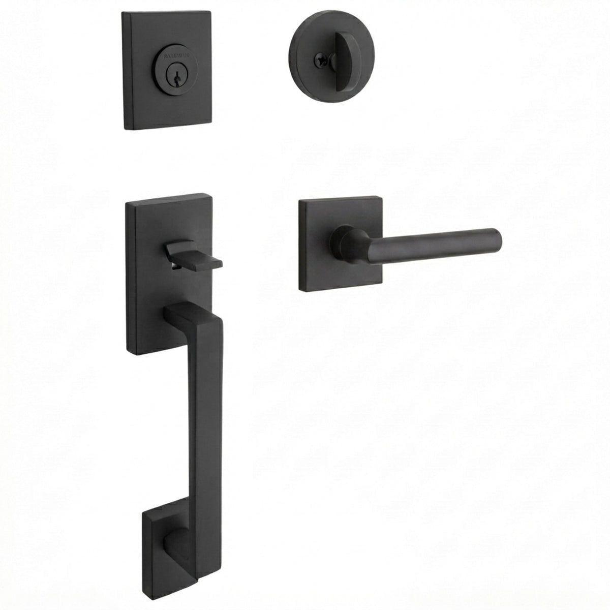 Baldwin Hardware Reserve Juego de Entrada La Jolla x Manija Tube — Negro satinado — Contemporary Square