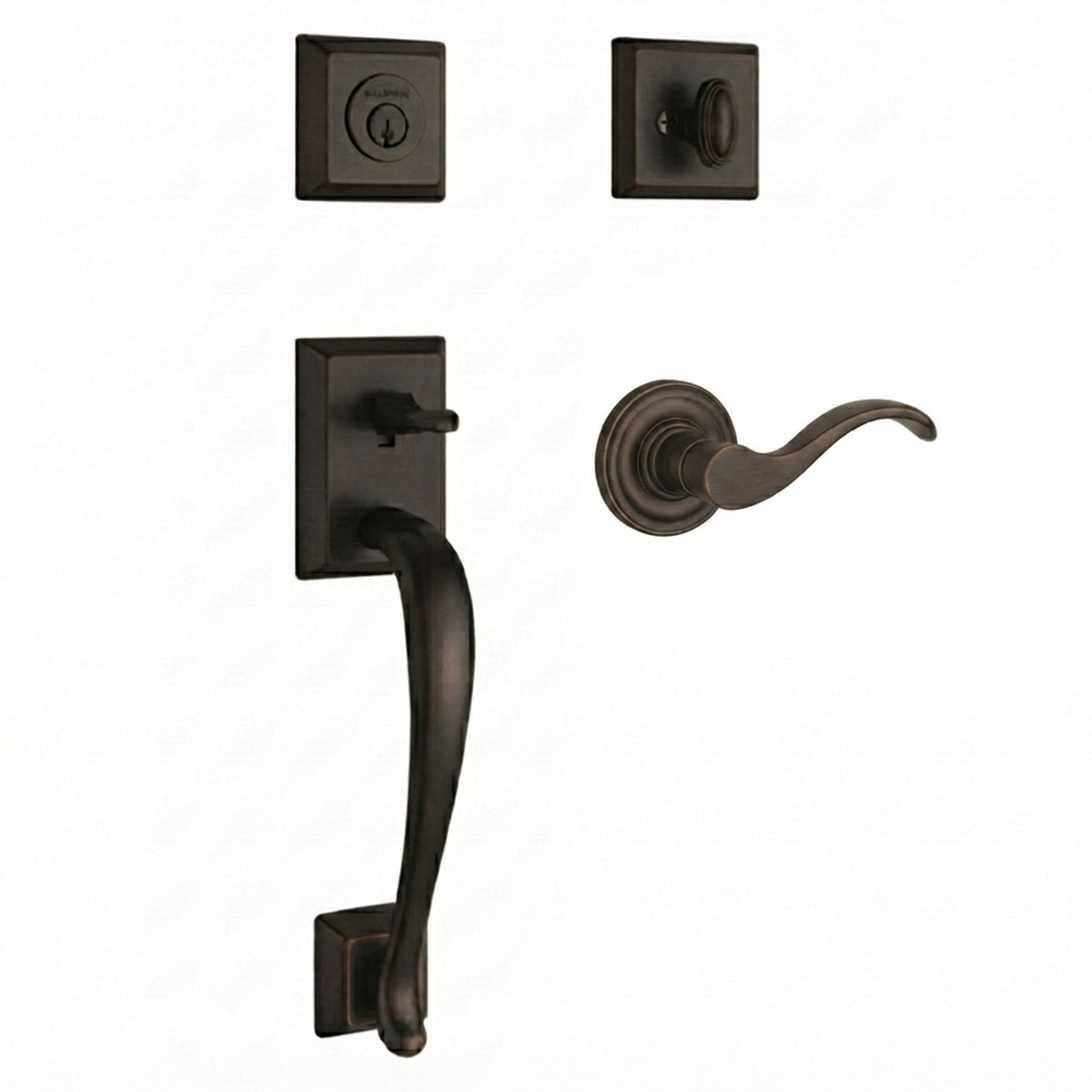 Baldwin Hardware Reserve Juego de Entrada Napa x Manija Curve — Bronce veneciano — Traditional Round