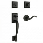 Baldwin Hardware Reserve Juego de Entrada Napa x Manija Curve — Negro satinado — Traditional Round