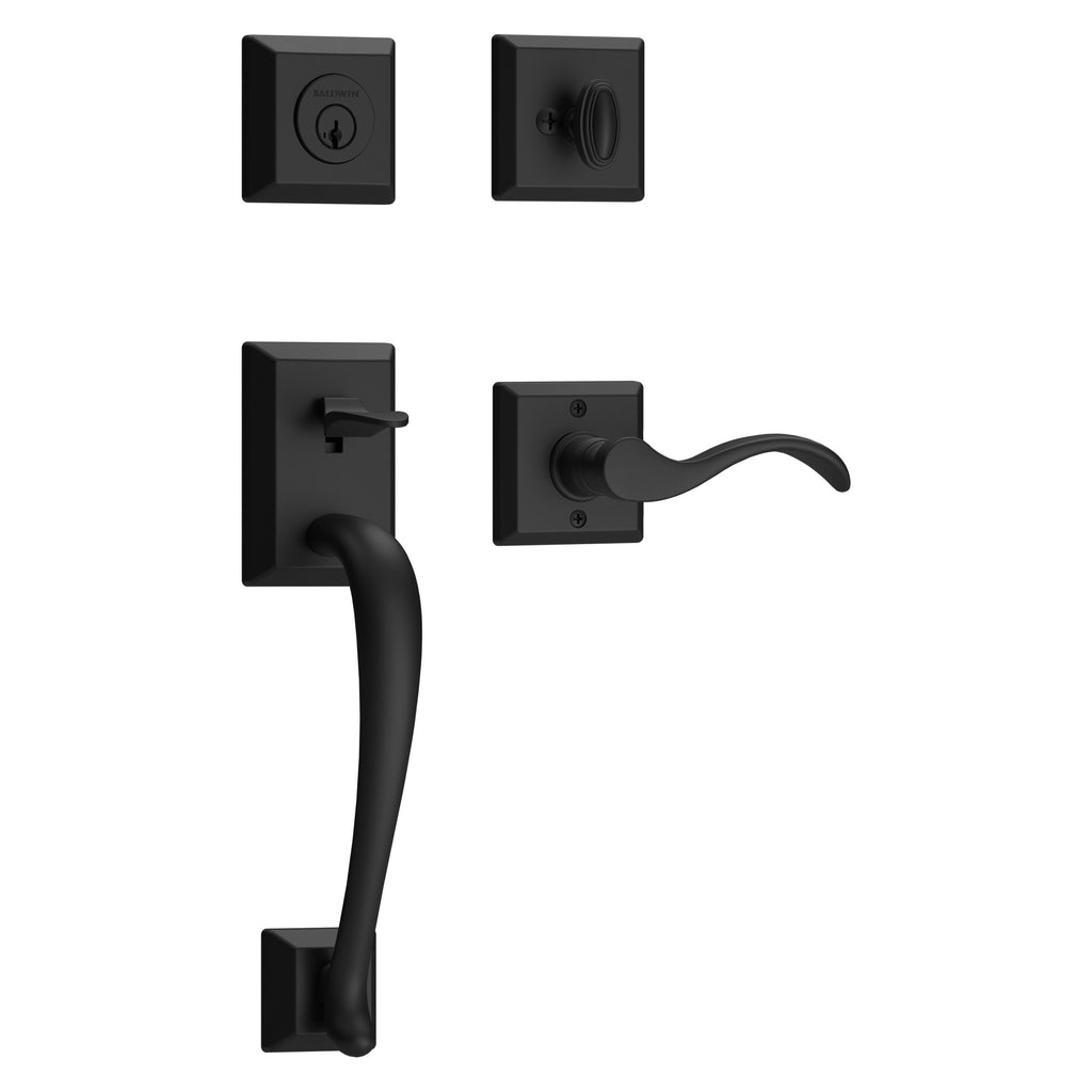 Baldwin Hardware Reserve Juego de Entrada Napa x Manija Curve — Negro satinado — Traditional Square