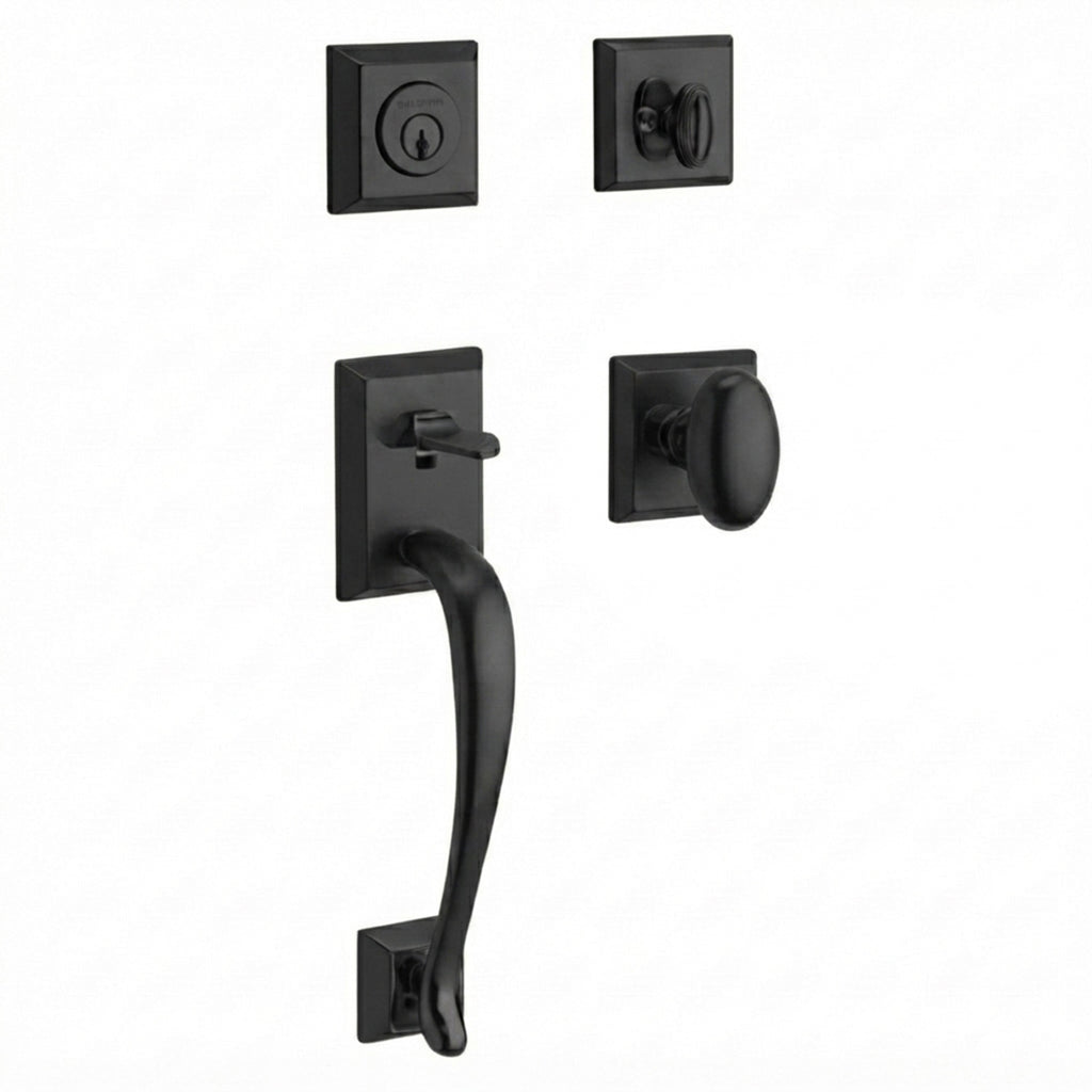 Baldwin Hardware Reserve Juego de Entrada Napa x Perilla Ellipse — Negro satinado — Traditional Square