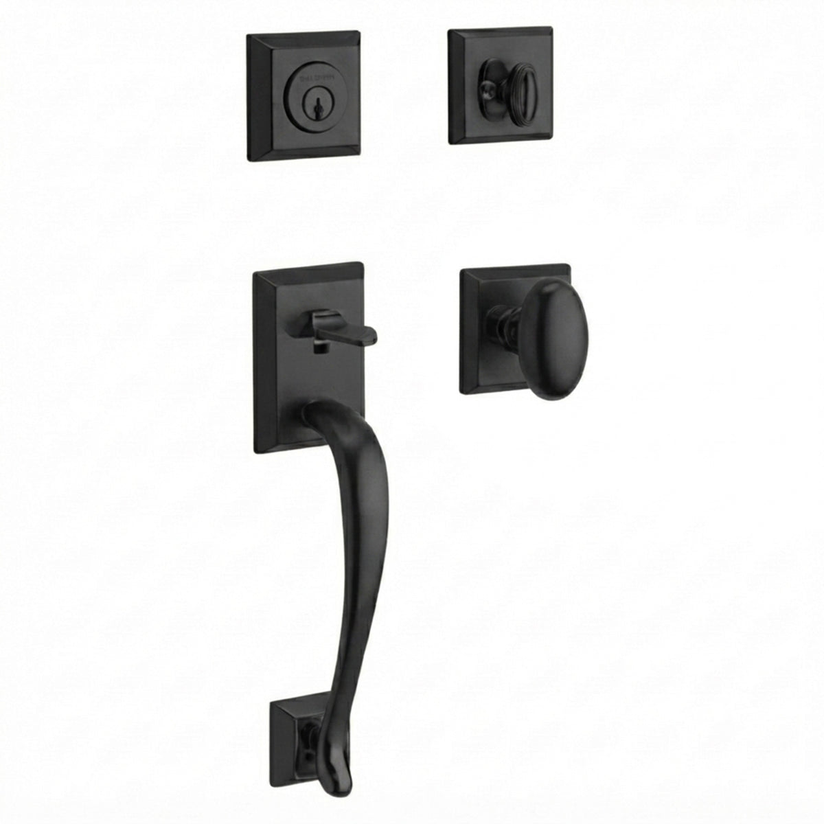 Baldwin Hardware Reserve Juego de Entrada Napa x Perilla Ellipse — Negro satinado — Traditional Square