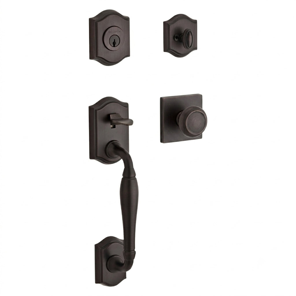 Baldwin Hardware Reserve Juego de Entrada Westcliff x Perilla Traditional — Bronce veneciano — Traditional Square