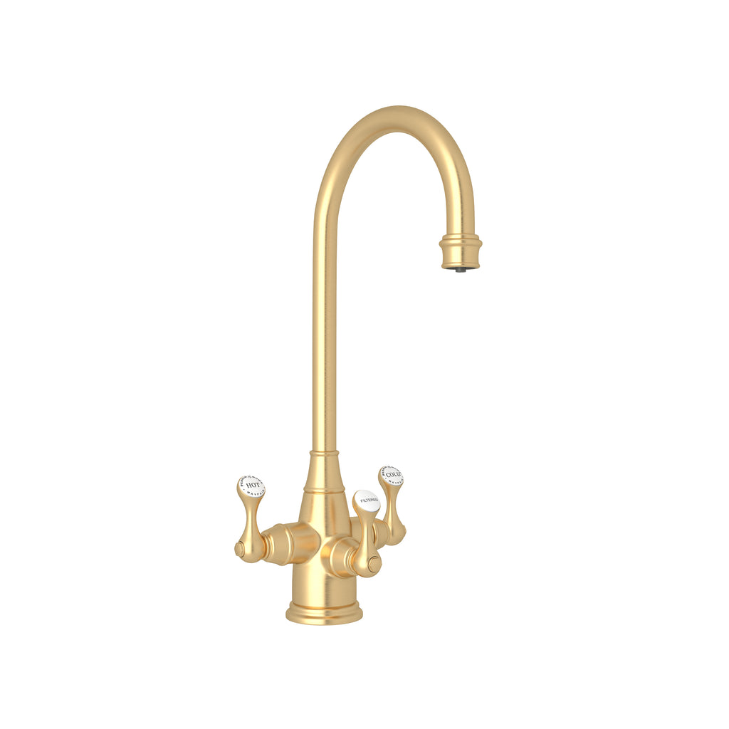 Rohl Georgian Era Mezcladora Filtradora de Bar y Preparación de Tres Manijas - Oro Inglés Satinado