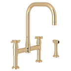Rohl Holborn Mezcladora de Cocina Tipo Puente con Surtidor en U y Aspersor Lateral - Oro Inglés