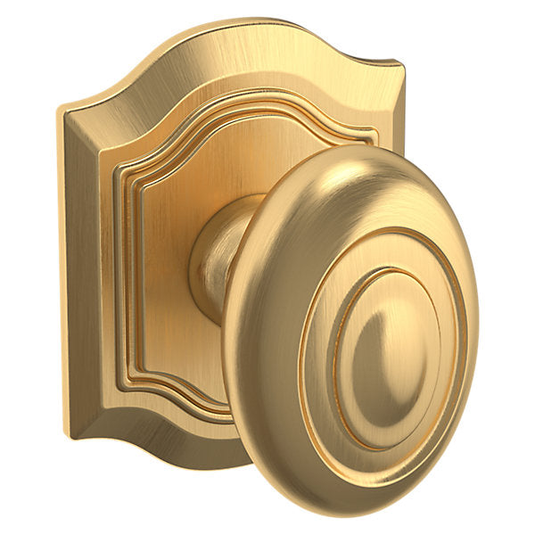 Baldwin Hardware Perilla 5077 Bethpage con Roseta R027 — Latón satinado Lifetime — Paso