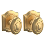 Baldwin Hardware Perilla 5077 Bethpage con Roseta R027 — Latón satinado Lifetime — Dummy completo