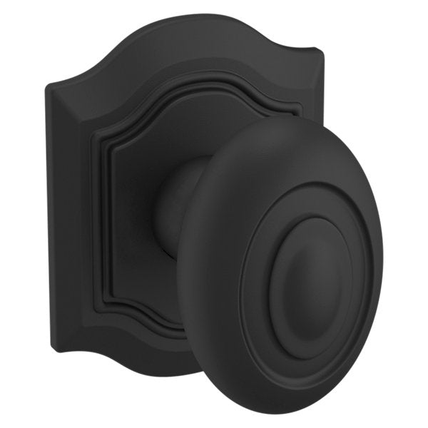 Baldwin Hardware Perilla 5077 Bethpage con Roseta R027 — Negro satinado — Paso